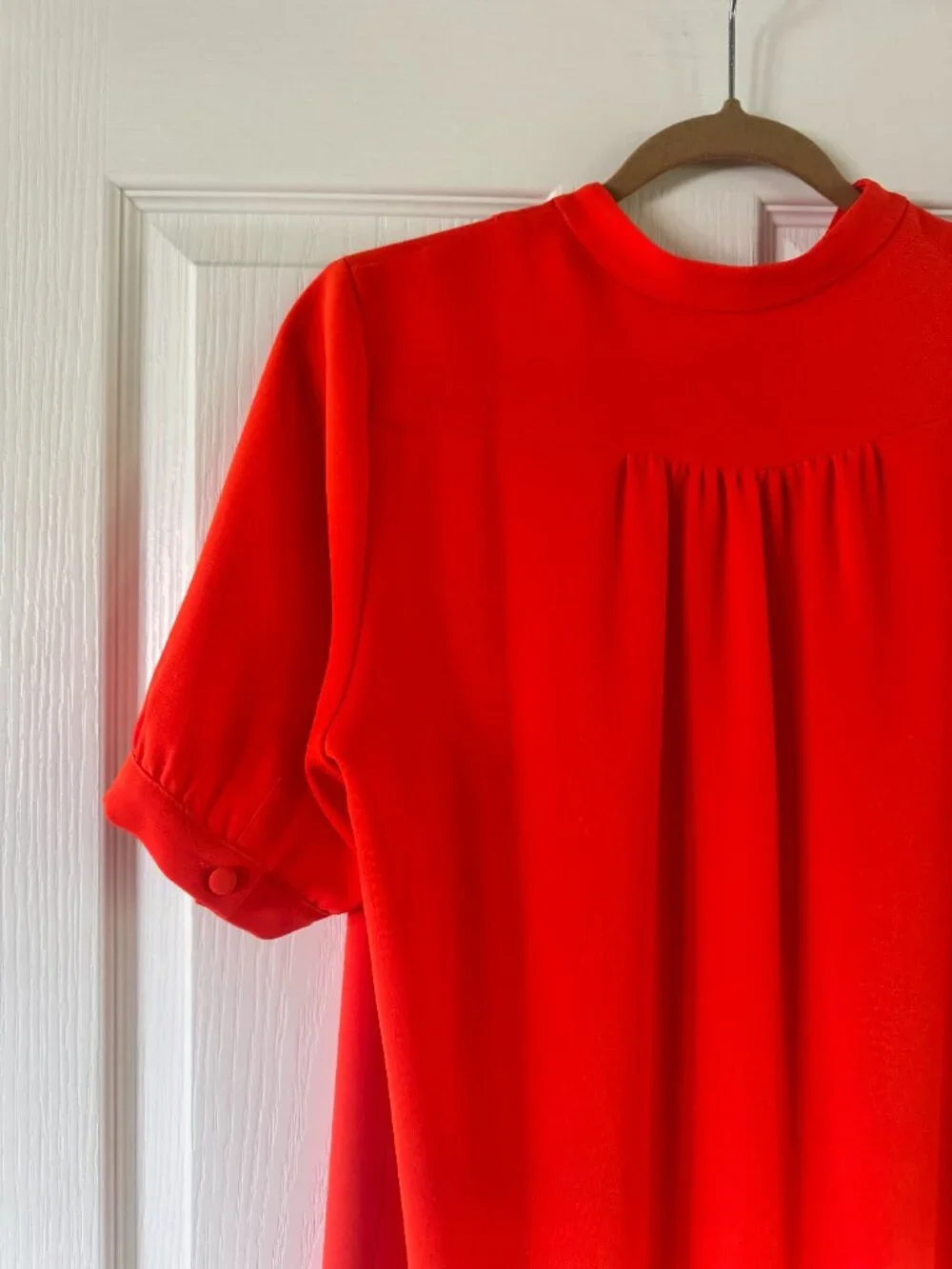 J.Crew Red Short Sleeve Split Neck Shift Dress Size 4